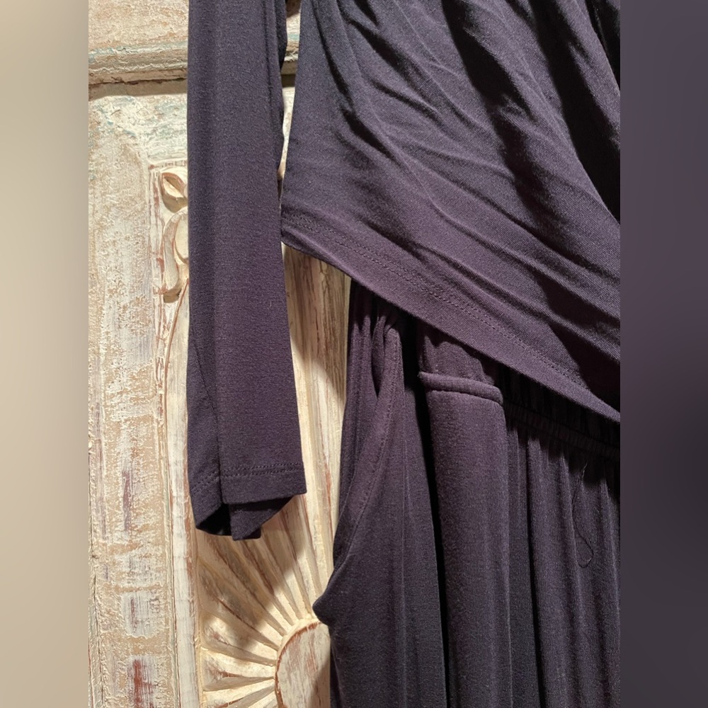 Anthropologie Black Draped Long-Sleeve Jumpsuit - Picture 3 of 5